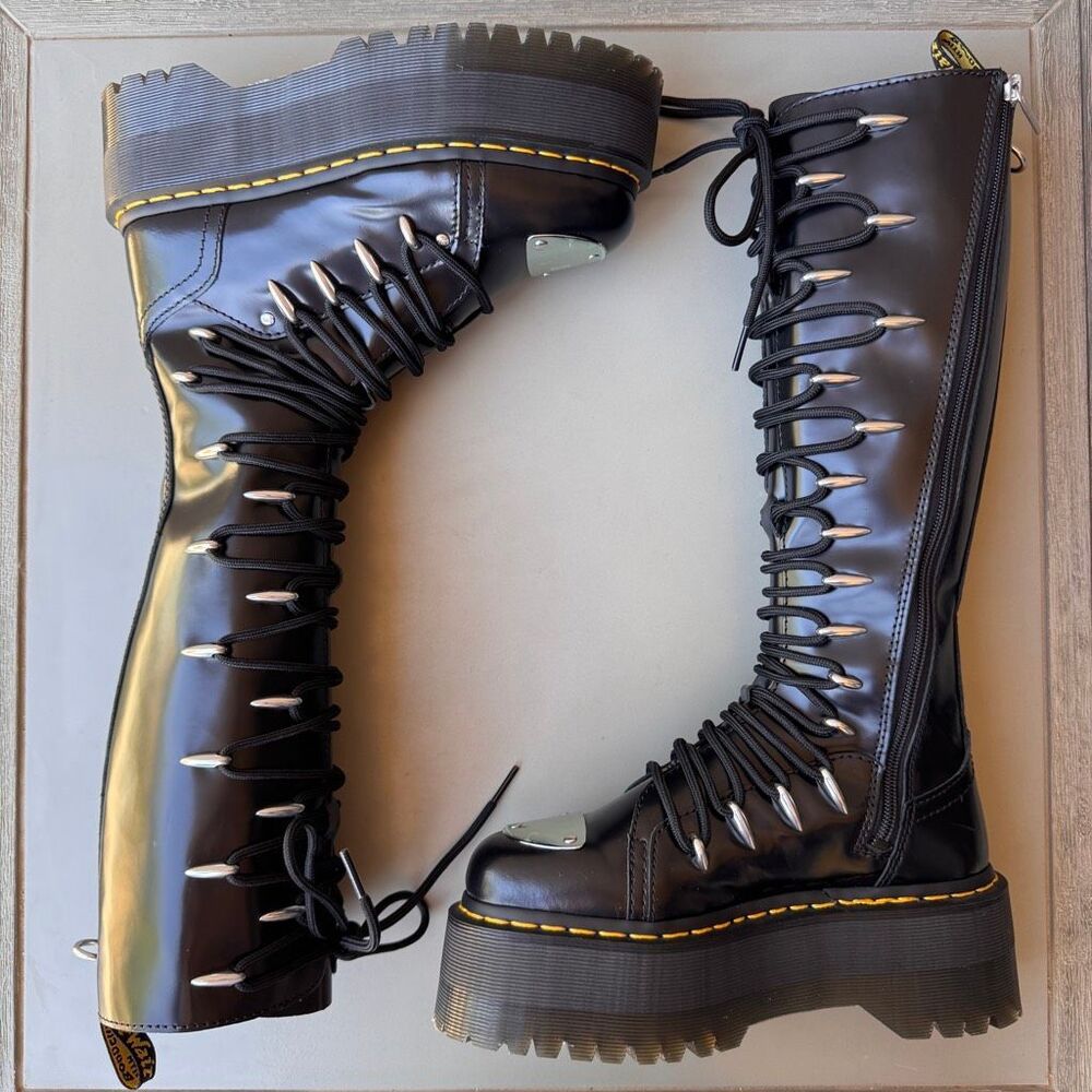 Dr. Martens 1B60 LTT Max Quad Retro Sole Platform Knee Boots Metal Toe Womens 6 - Picture 7 of 16
